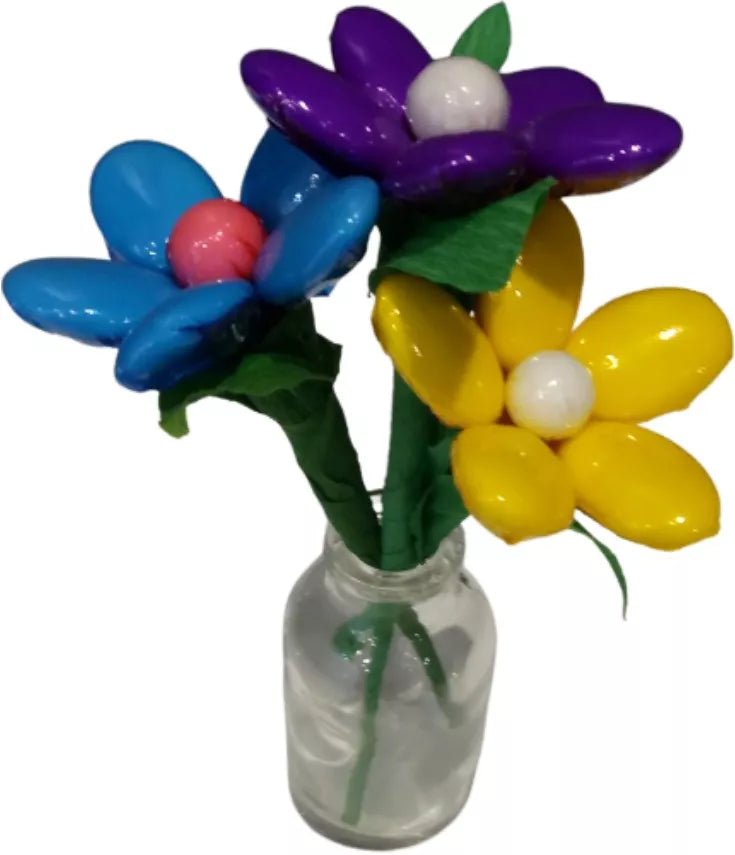 Flesje chocolade dragee bloemen