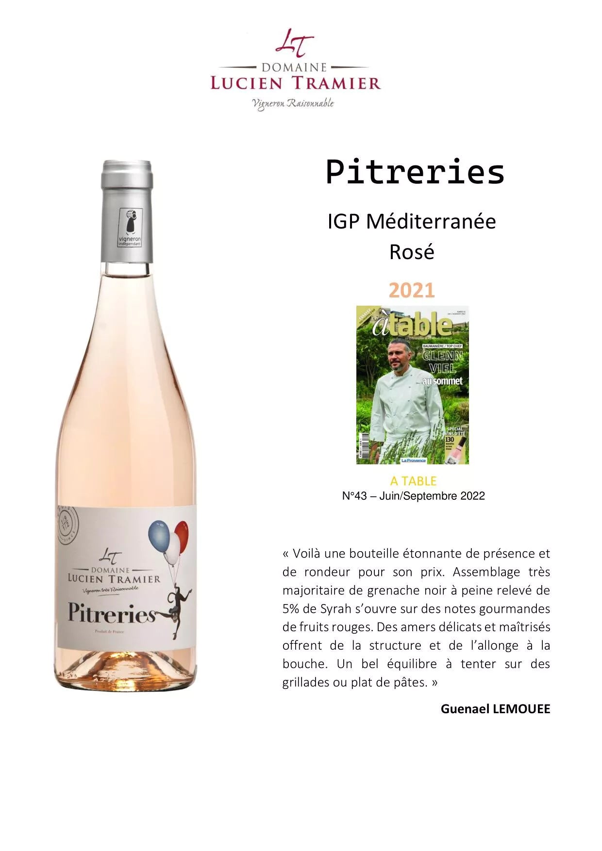 IGP Mediterranean Pitreries Rosé 2022