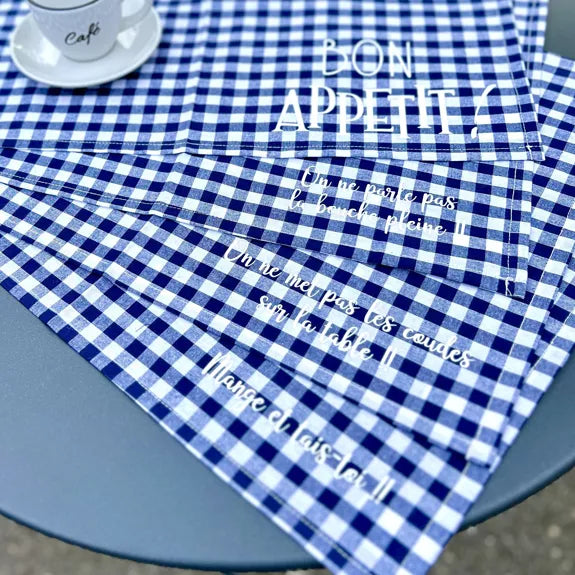 Placemat, "Bistrot, eet smakelijk" marineblauw