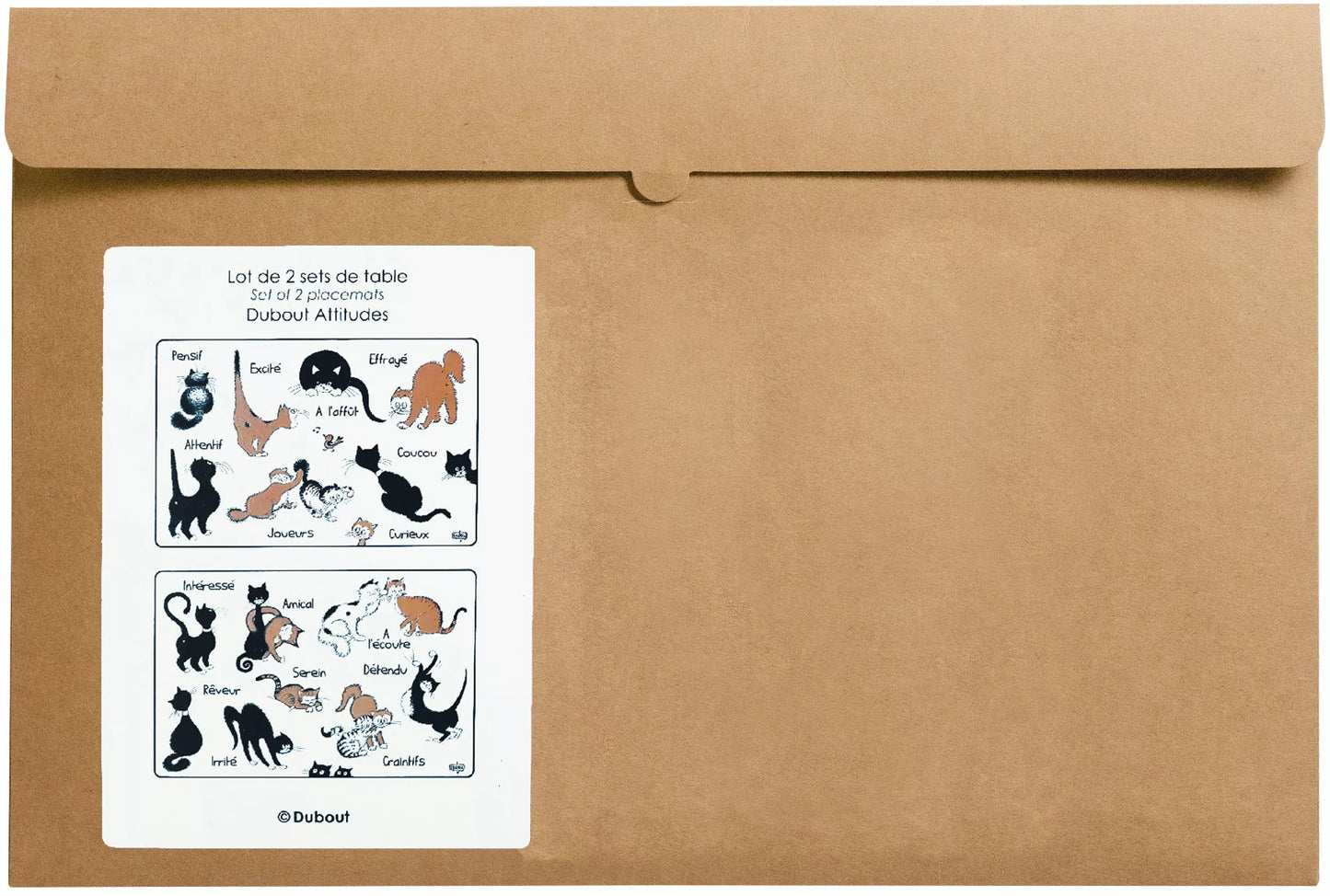 Set van 2 Dubout Attitudes placemats, zwart/rood, 30 x 45 cm