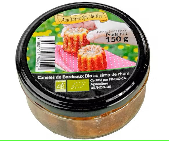 4x biologische Bordeaux canelés met rumsiroop