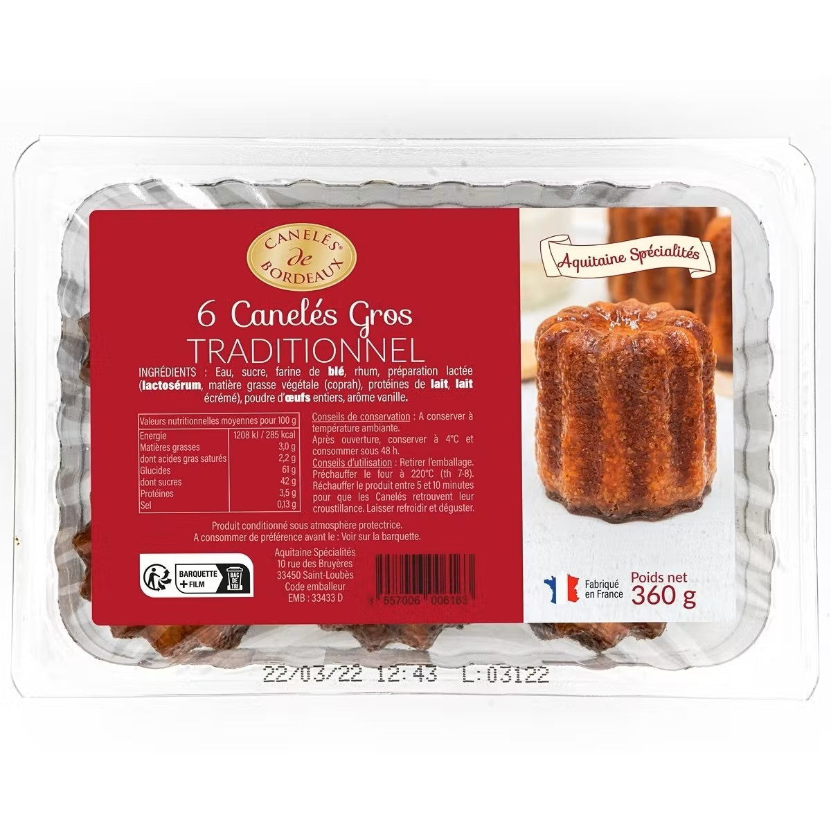 Canelés de Bordeaux  6 X 60G