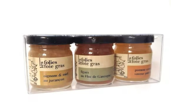 Coffret assortiment van 3 potjes à 45g Folies Foie Gras