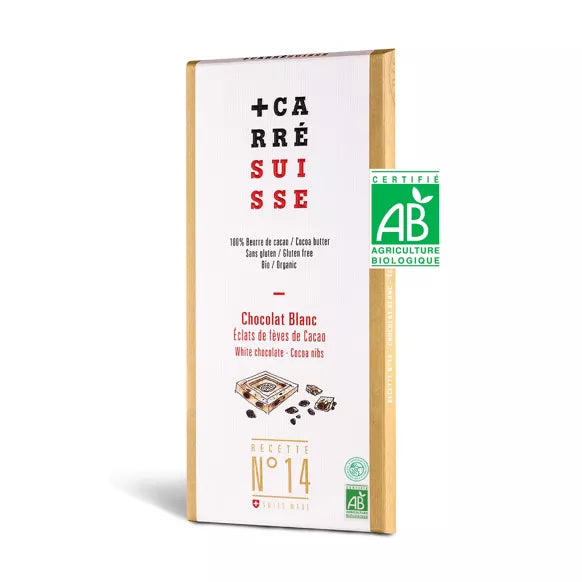 N°14 - Reep witte chocolade, chips van rauwe bonen, BIOLOGISCH & Fairtrade, 100g