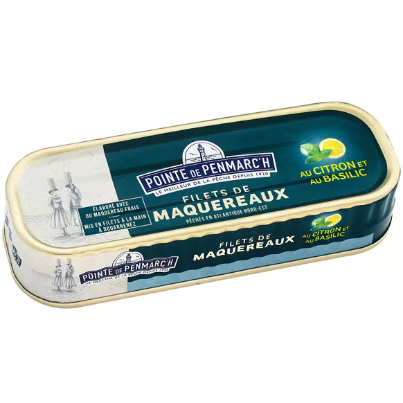 Olievrije makreelfilets gemarineerd met citroen en basilicum