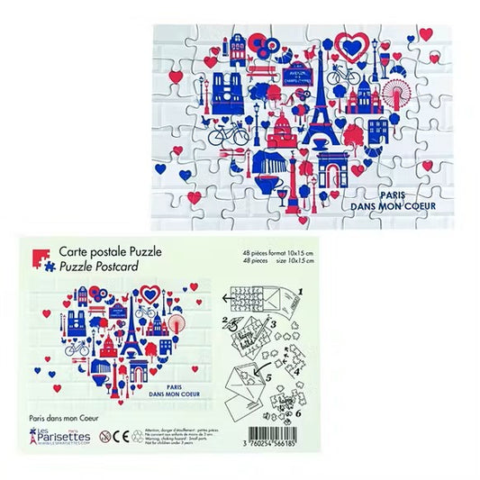 Puzzel Ansichtkaart Parijs in mijn hart