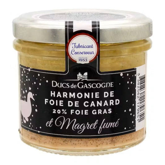 Harmonie van eendenlever en gerookte eendenborst (20% foie gras) 90g