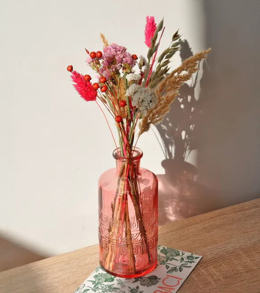 Bouquet de fleurs séchées en vase Rouge