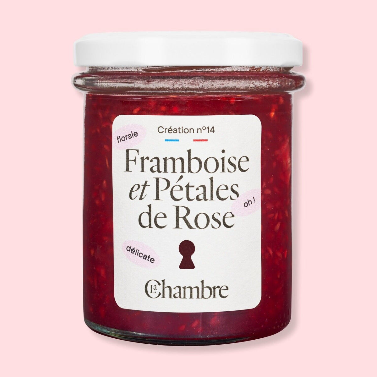 Frambozenconfiture met rozenblaadjes – 200 g – La Chambre