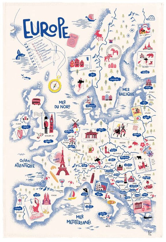 Theedoek Europe Ecru