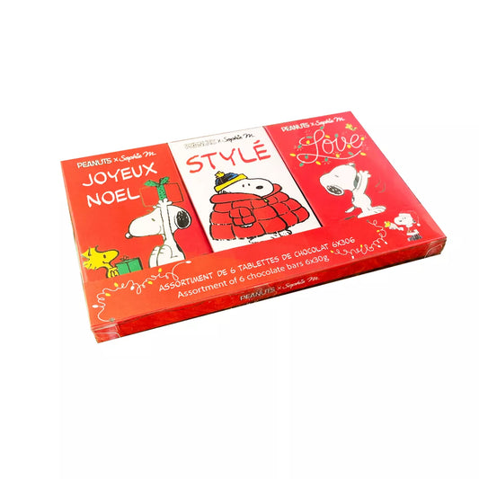 Peanuts Snoopy BOX SET van 6 verschillende chocoladerepen