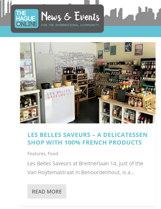 Artikel over Les Belles Saveurs in TheHagueOnlne - januari 2023