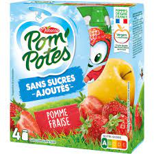 Compote gourde sans sucres ajoutés Pomme Fraise Pom'Potes 4 x 90 g