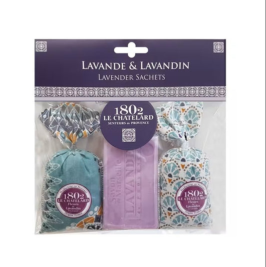 Set van 2 zakjes Lavendel & Lavandin en 1 Extra Milde Lavendelzeep