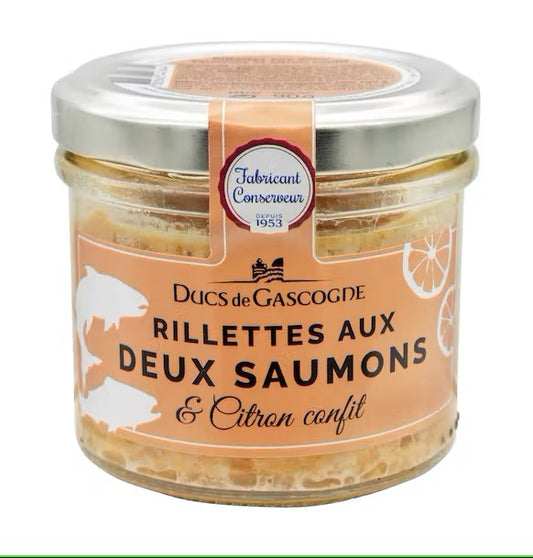 rillettes van twee zalmen en gekonfijte citroen 90g