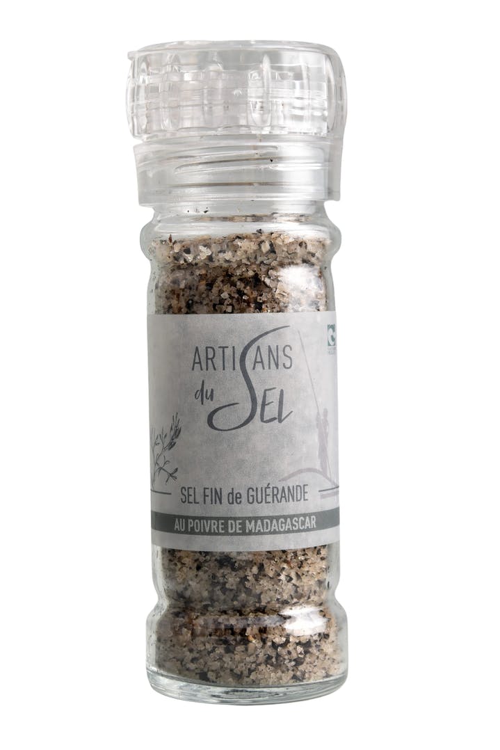 GUÉRANDE FINE SALT MILL WITH BLACK PEPPER FROM MADAGASCAR by ARTISANS DU SEL available at Les Belles Saveurs.