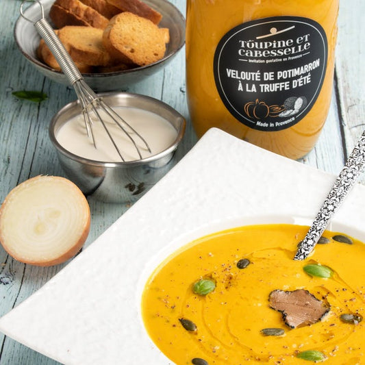 PUMPKIN VELVETY WITH SUMMER TRUFFLE by TOUPINE ET CABESSELLE available at Les Belles Saveurs.