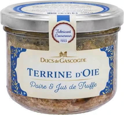 Ganzenterrine, peer en truffelsap (1%) 180g