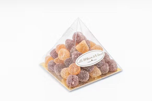 Vruchtengelei piramide peer framboos abrikoos 180g