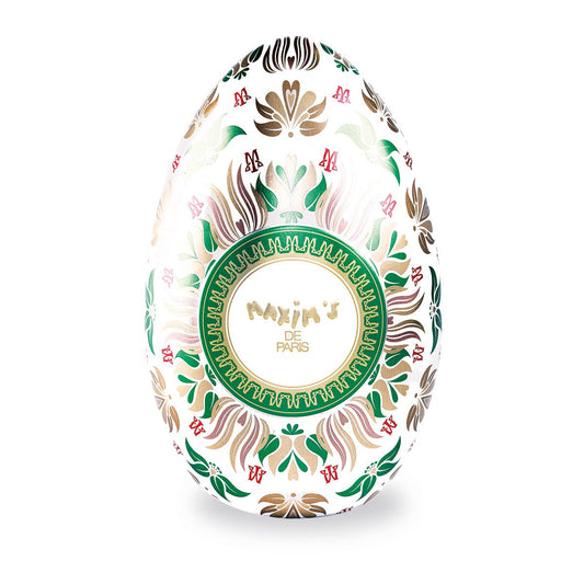 Paasei van wit metaal | praliné melkchocolade eieren
