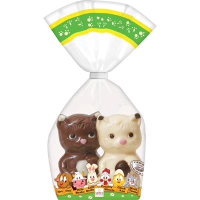 Moulages chocolat au lait chocolat blanc Mous & Tache 140 g Abtey Chocolatier