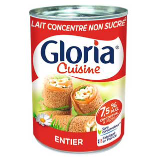 Lait concentré non sucré entier Gloria 410 g
