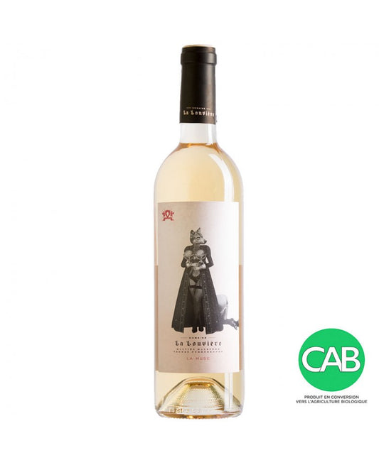 IGP Pays d'Oc Blanc - Viognier, Chardonnay aged in French oak barrels and Chenin blanc. Power, freshness, gluttony. 2019 by DOMAINE LA LOUVIERE available at Les Belles Saveurs.